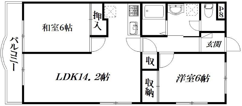 レジデンス上島(1LDK/1階)の間取り写真