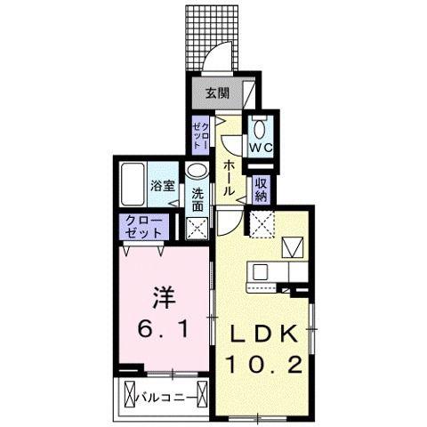 FOUR M(1LDK/1階)の間取り写真