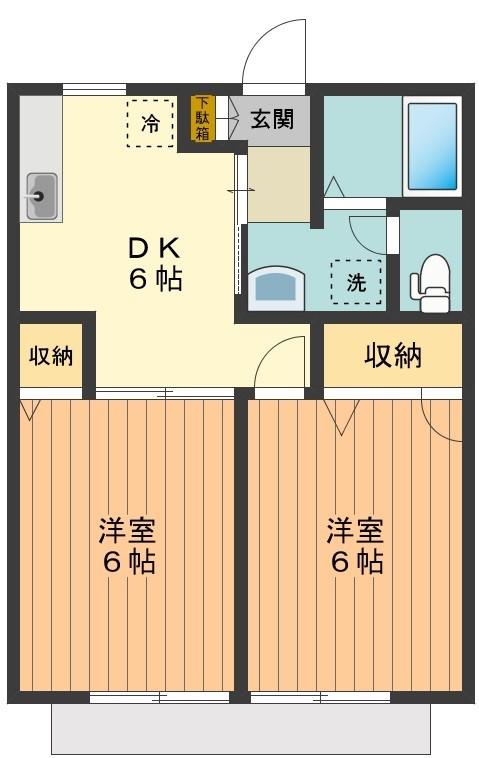 サントゥールB(2DK/1階)の間取り写真