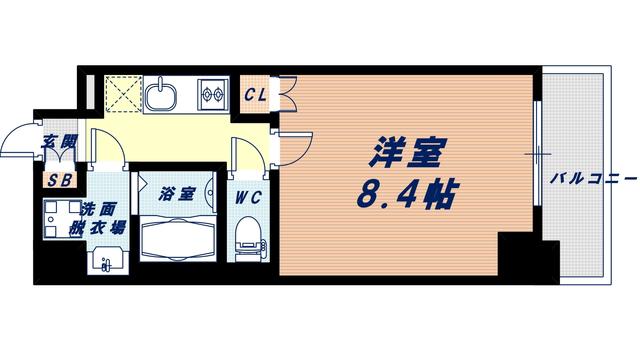 セオリー難波ウエスト(1K/4階)の間取り写真