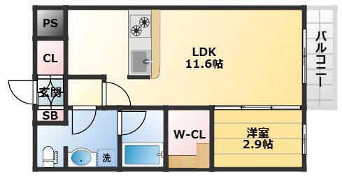ルシア長野東(1LDK/2階)の間取り写真
