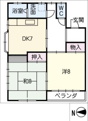 匠建アパート(2DK/3階)の間取り写真