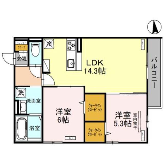 モンテゾーロ西田辺(2LDK/2階)の間取り写真