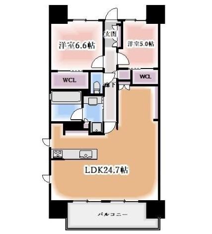 LE JADE掛川駅前(2LDK/15階)の間取り写真