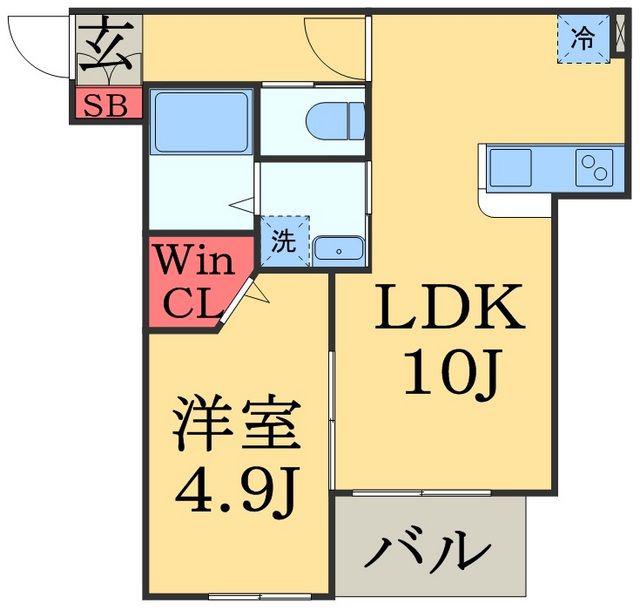 シャルマン稲毛東(1LDK/2階)の間取り写真