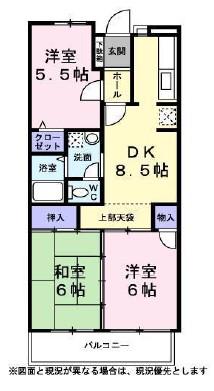 ビルトモア(3DK/2階)の間取り写真