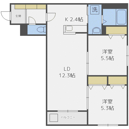 サンシティ平岸(2LDK/4階)の間取り写真