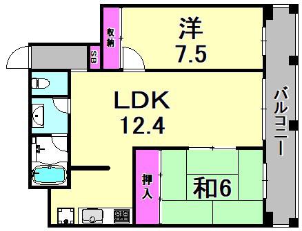 ラヴィリッシュ武庫之荘(2LDK/4階)の間取り写真