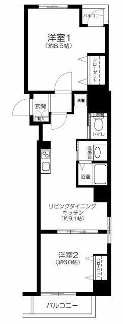 パークサイド東陽(2LDK/4階)の間取り写真