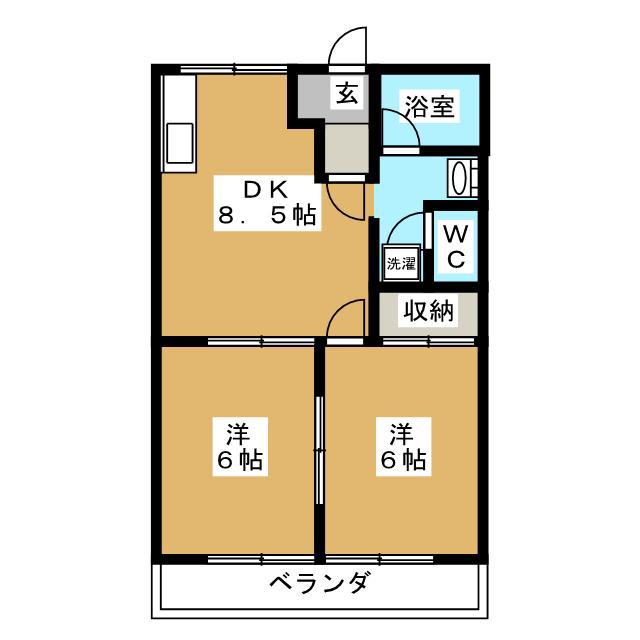 フォートレス21 B(2DK/2階)の間取り写真