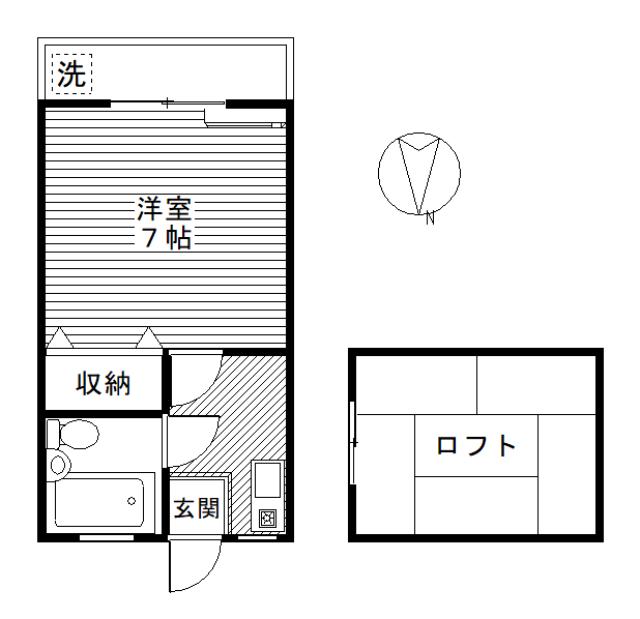 セレソローサABC(1K/1階)の間取り写真
