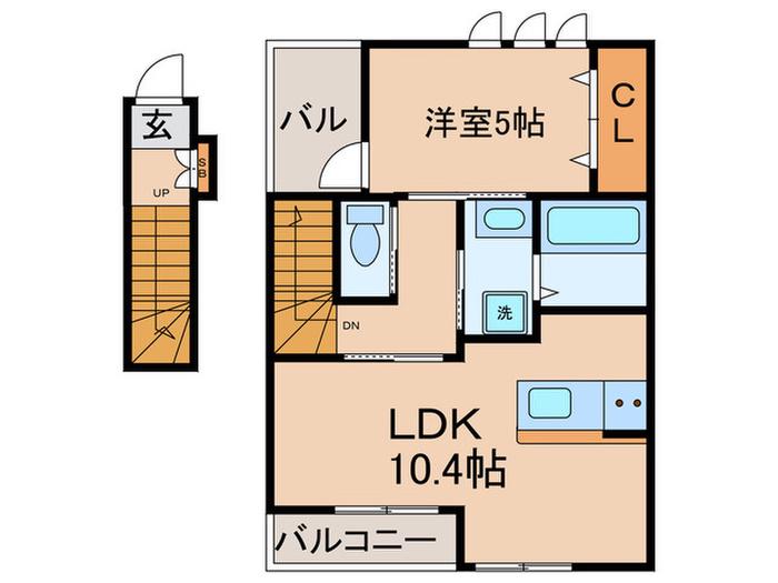 ユニヴァリィ槙島(1LDK/2階)の間取り写真