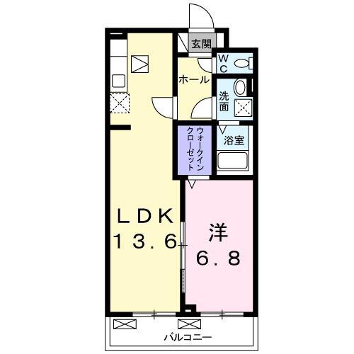 エクレーヌ湘南(1LDK/1階)の間取り写真