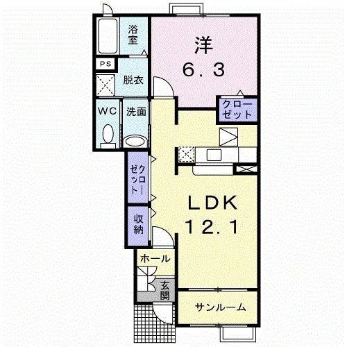 フォルテシモ(1LDK/1階)の間取り写真