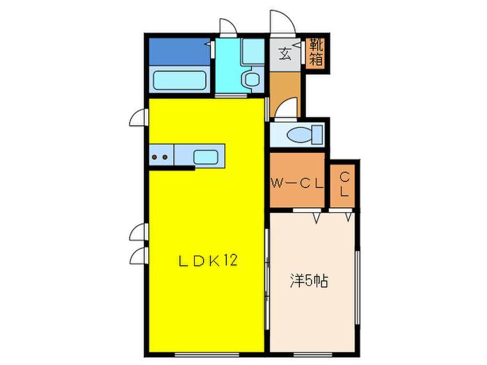 アンボワーズ売布(1LDK/1階)の間取り写真
