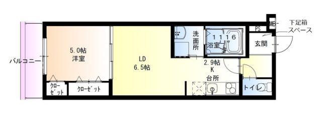 フジパレス中央長田(1LDK/1階)の間取り写真