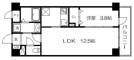 I.レジデンス京都南(1LDK/5階)の間取り写真