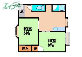 サンパレスクロズミ A棟(2DK/1階)の間取り写真