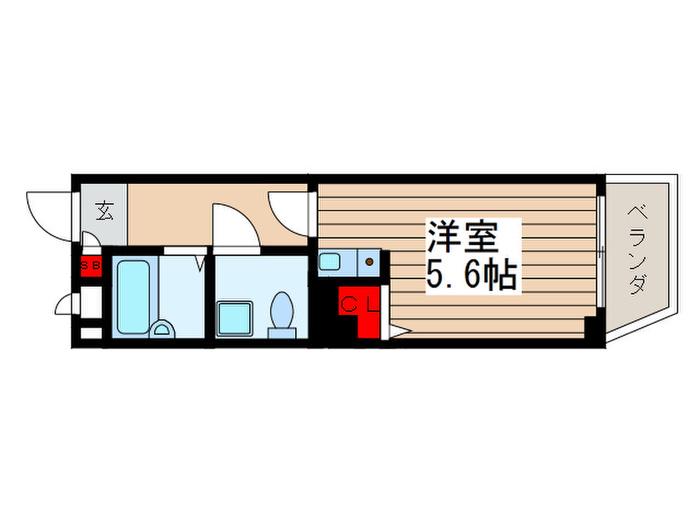 アイリス四つ木(ワンルーム/2階)の間取り写真