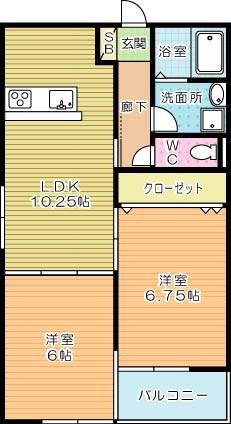 RSRESIDENCE愛宕(2LDK/1階)の間取り写真