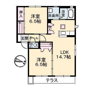 SAKURA A棟(2LDK/1階)の間取り写真