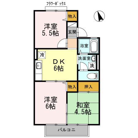 コーポグレイス(1LDK/2階)の間取り写真