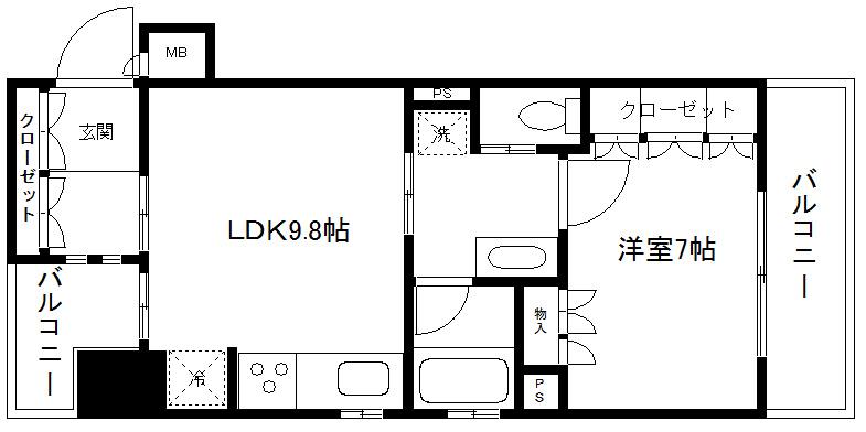 リーガル京都五条堀川(1LDK/6階)の間取り写真