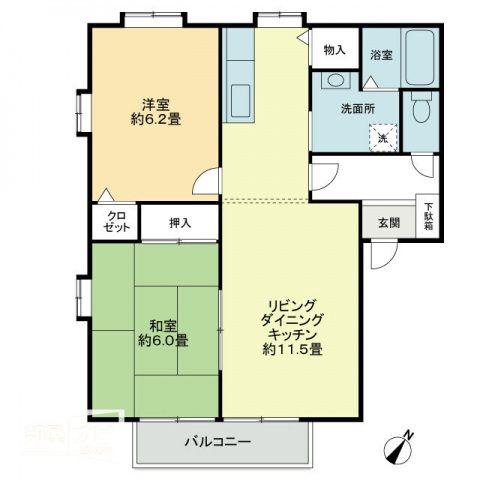 フォブール城東(2LDK/2階)の間取り写真