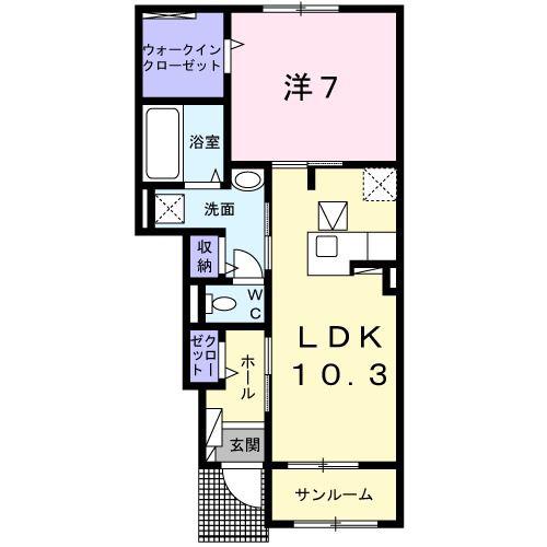 H.STYLE III(1LDK/1階)の間取り写真