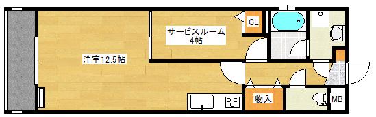 B-ONE(ワンルーム/3階)の間取り写真