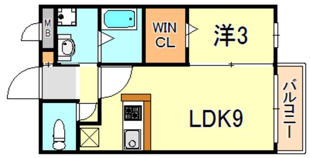リヴェール(1LDK/2階)の間取り写真