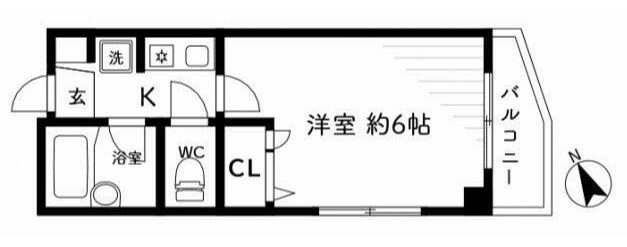 京王競馬場線 東府中駅 徒歩27分 5階建 築28年(1K/3階)の間取り写真