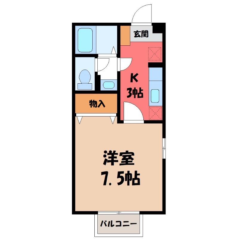 クレアール(1K/2階)の間取り写真