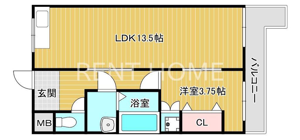 グレイスフルコーポイチカワ(1LDK/2階)の間取り写真