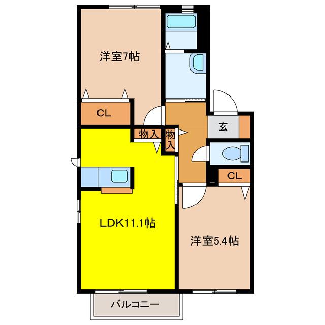 DEAR COURT(2LDK/2階)の間取り写真