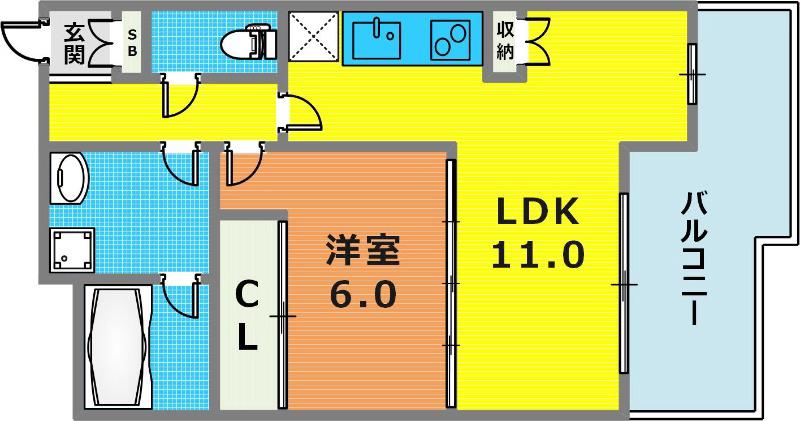 古満ゲボイデ(1LDK/4階)の間取り写真