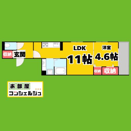 D-ROOM名駅F棟(1LDK/1階)の間取り写真