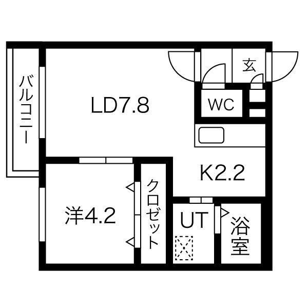 フェリオ栄通(1LDK/2階)の間取り写真