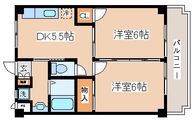 レジデンス香紀(2DK/2階)の間取り写真