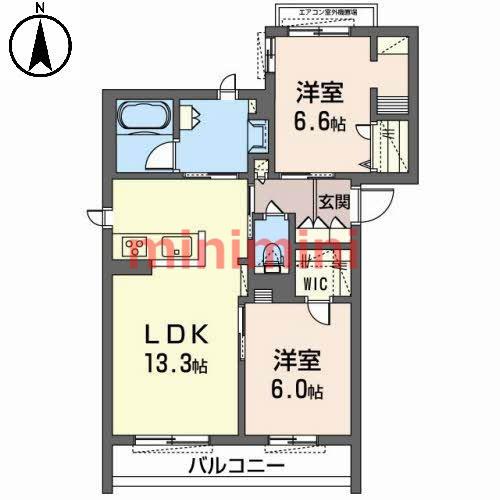 シャーメゾン フロッセ(2LDK/2階)の間取り写真