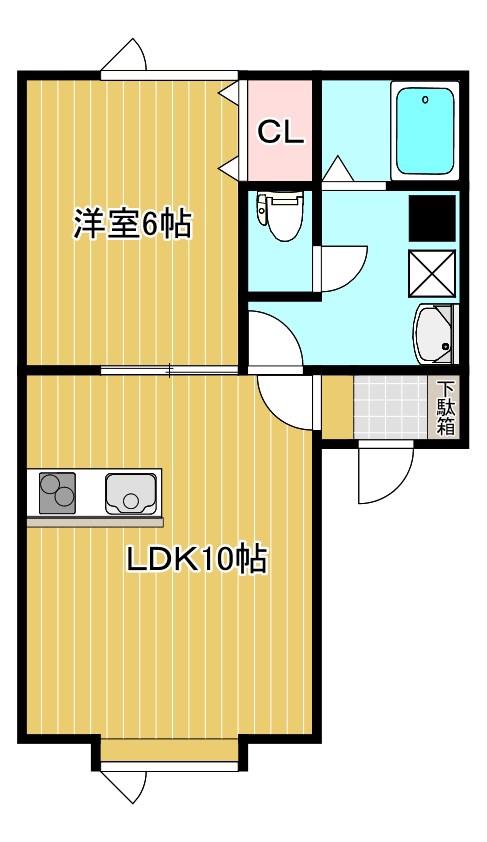 スーパーハイム美芳(1LDK/1階)の間取り写真
