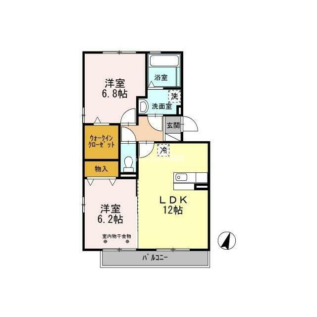 メゾンプレーヌ天龍川A(2LDK/3階)の間取り写真