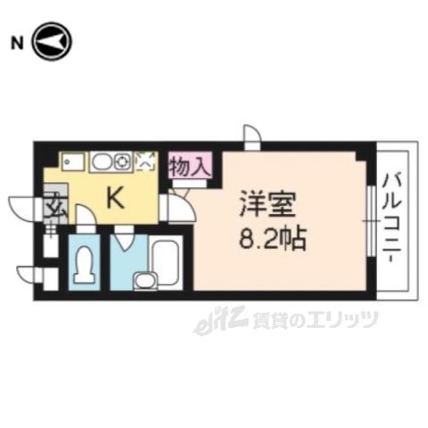 ウォーマス北出(1K/2階)の間取り写真