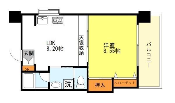 ハイツ ウィーン(1LDK/7階)の間取り写真