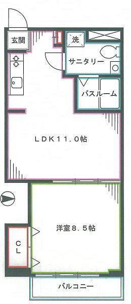 第5シュベルニー(1LDK/1階)の間取り写真