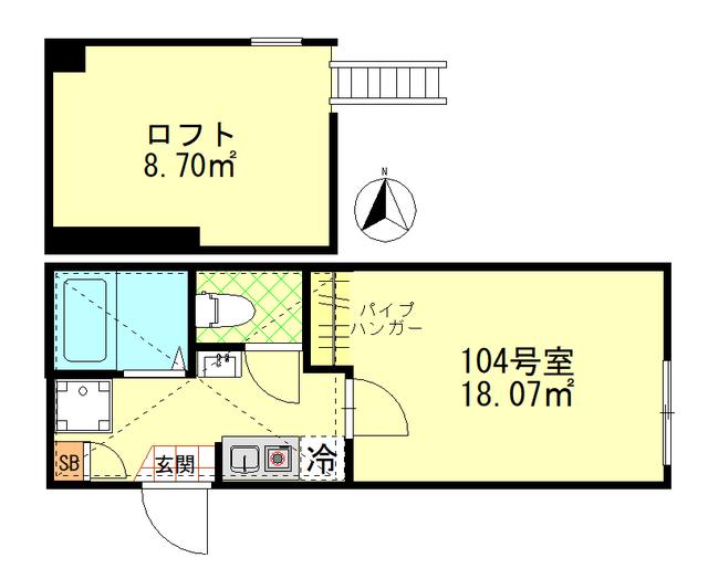 MIGHTY武蔵中原(1K/1階)の間取り写真