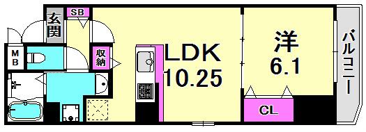 モンマール三宮(1LDK/4階)の間取り写真