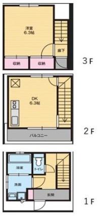 FELIZ城北(1DK/1階)の間取り写真