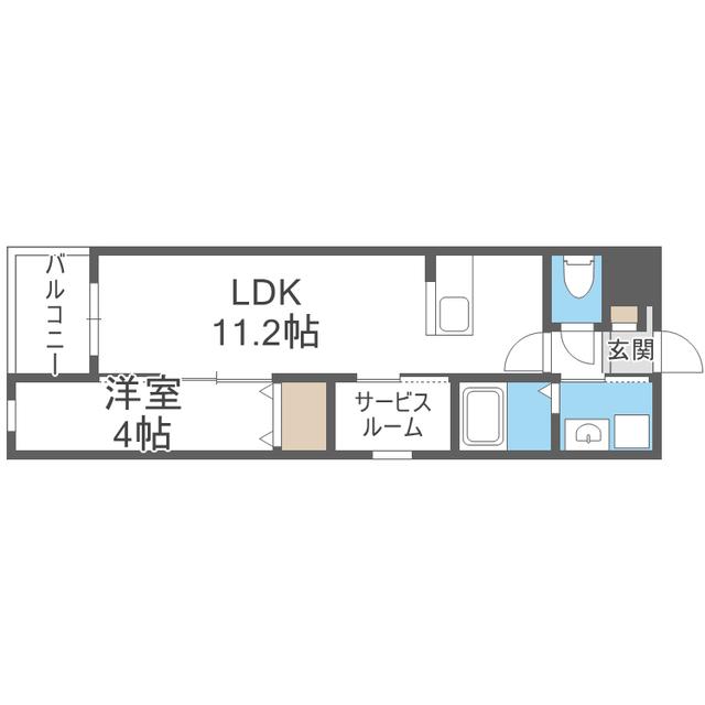 CUBE SUCRE内橋(1SLDK/2階)の間取り写真