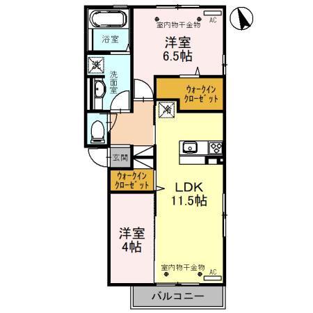 ロイヤルコート若宮(2LDK/3階)の間取り写真